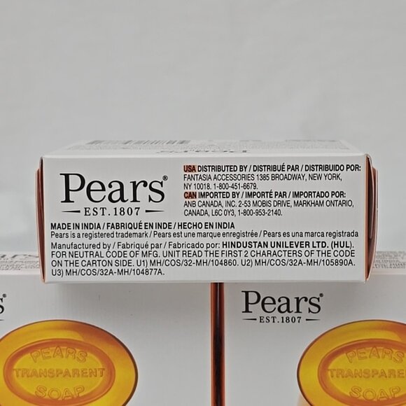 3 Pack Pears Pure & Gentle Transparent Soap 100g 3.5 oz. Bar Soap Glycerin - Picture 4 of 6
